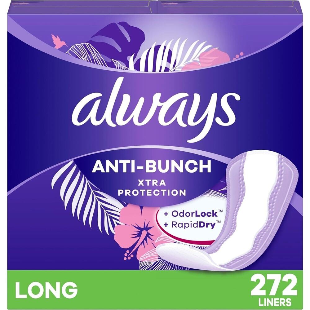 Always Anti-Bunch Xtra Protection Daily Liners Long Length Unscented 272